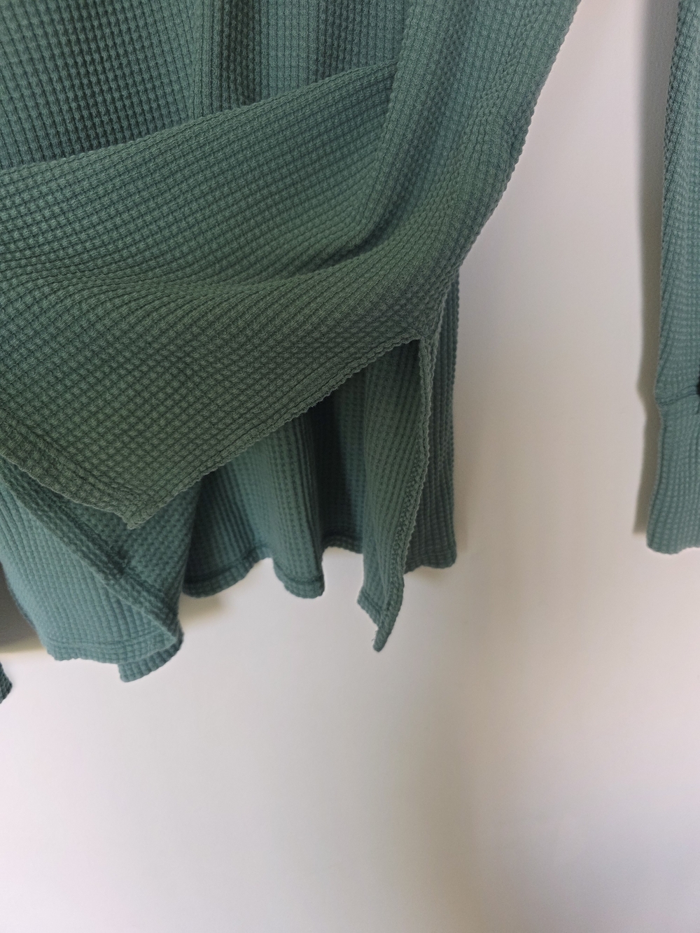 aerie Long Sleeve Waffle Henley Top in Sage Green - Picture 8 of 9